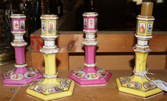 Two pairs of Berlin porcelain candlesticks